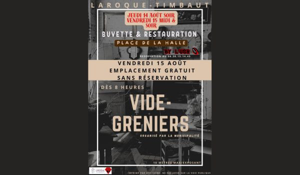 VIDE-GRENIER GRATUIT – VENDREDI 15 AOÛT
