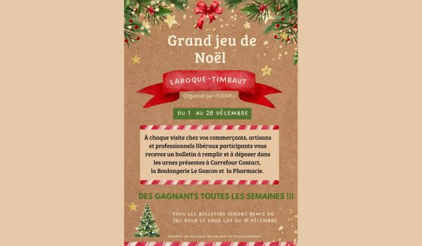 Grand Jeu de Noël à Laroque-Timbaut !