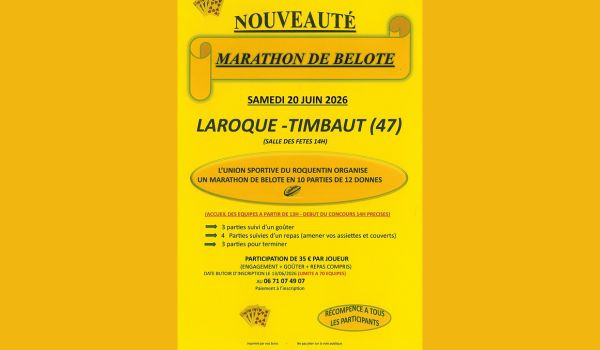 🎉 NOUVEAUT&Eacute; 🎉 🃏 Marathon de Belote &agrave; Laroque-Timbaut ! 🃏