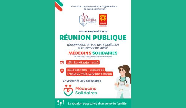 📢 R&eacute;union publique &ndash; Projet d'installation d'un centre de sant&eacute; &agrave; Laroque-Timbaut