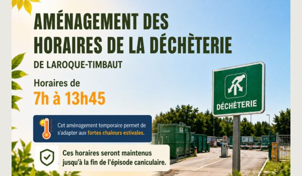 Am&eacute;nagement des horaires de la d&eacute;ch&egrave;terie 
