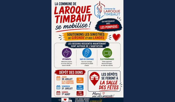 📢 SOLIDARIT&Eacute; &ndash; Laroque-Timbaut se mobilise ! ❤️